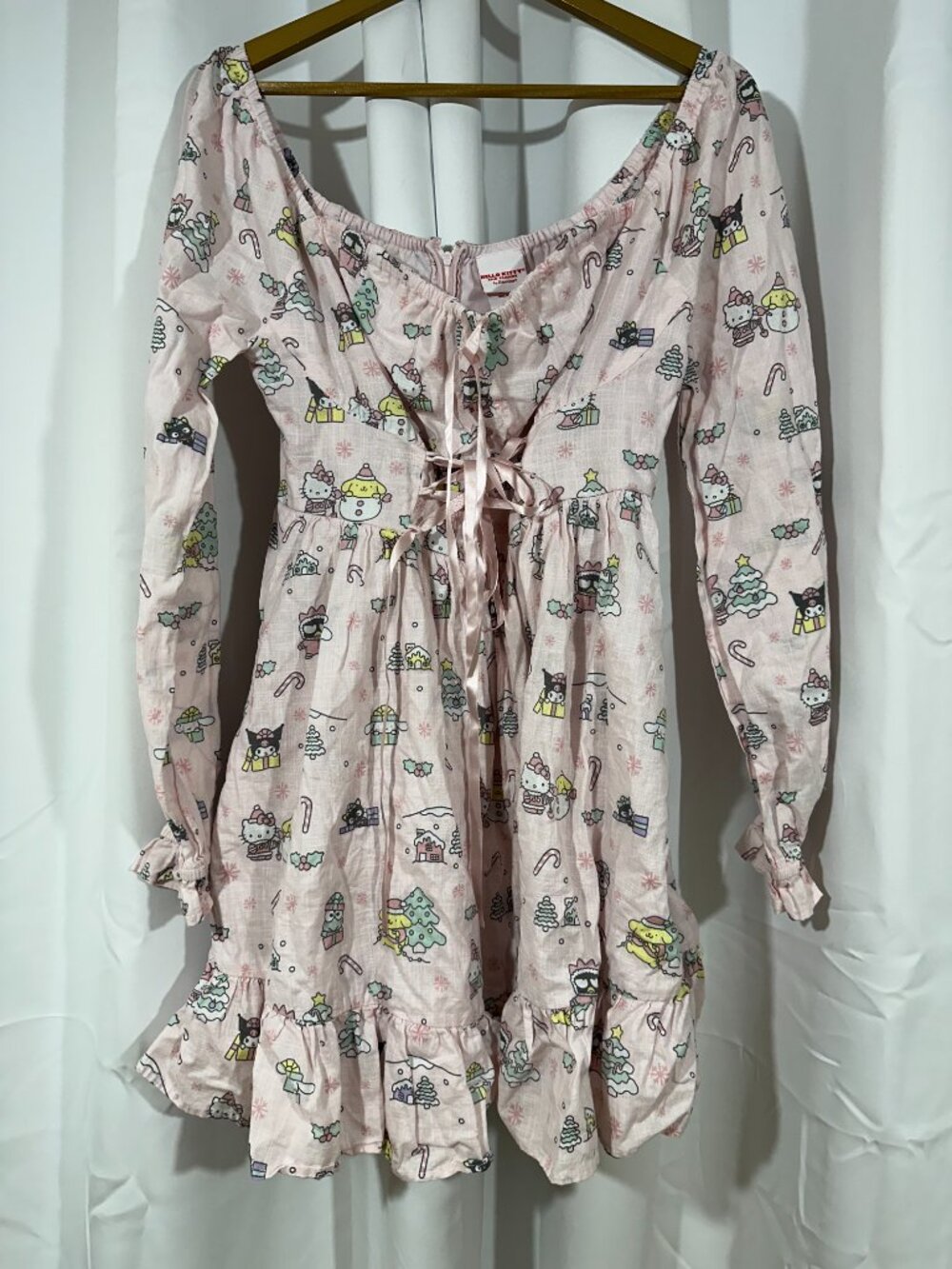 Hello Kitty & Friends Sanrio Holiday Dress Large Pink Christmas Cotton